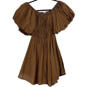 Princess Polly Mini Dress Women's‎ US 2 Brown Boho Puff Sleeve Fall Cottagecore